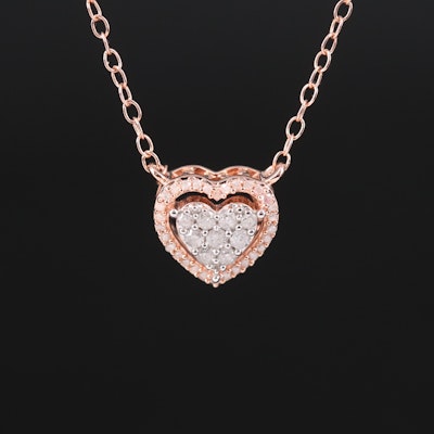 Sterling Diamond Heart Necklace