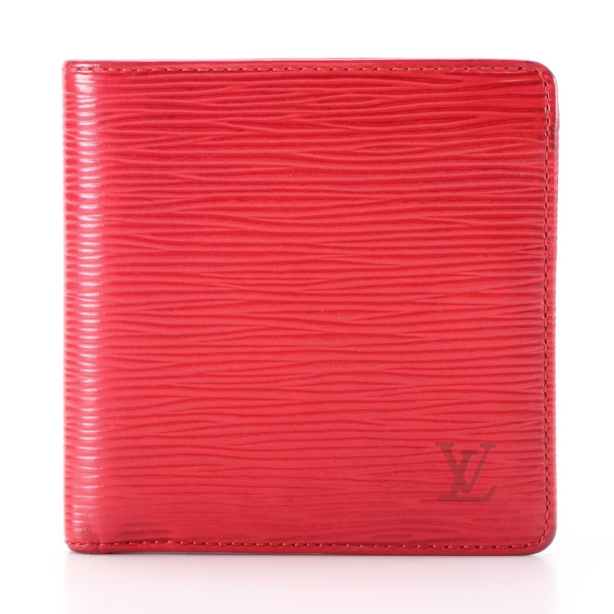 Louis Vuitton Marco Bifold Wallet in Red Epi Leather with Box