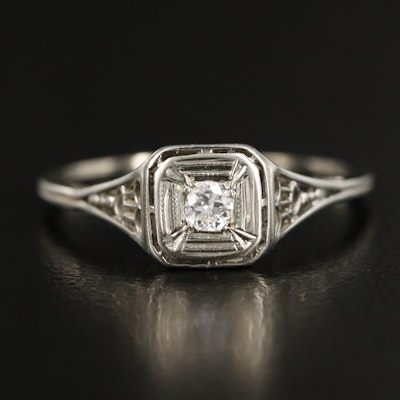 Antique 18K and 14K 0.12 CT Diamond Solitaire Ring