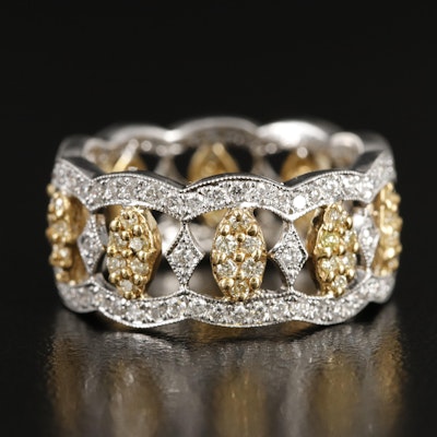 18K and 14K 1.88 CTW Diamond Eternity Band with Scalloped Edges