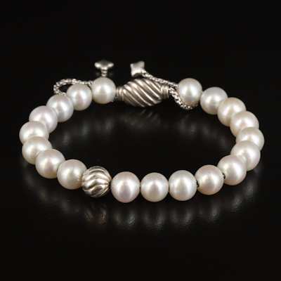 David Yurman "Spiritual Bead" Sterling Pearl Bracelet