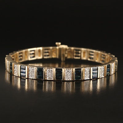 14K Sapphire and Diamond Panel Bracelet