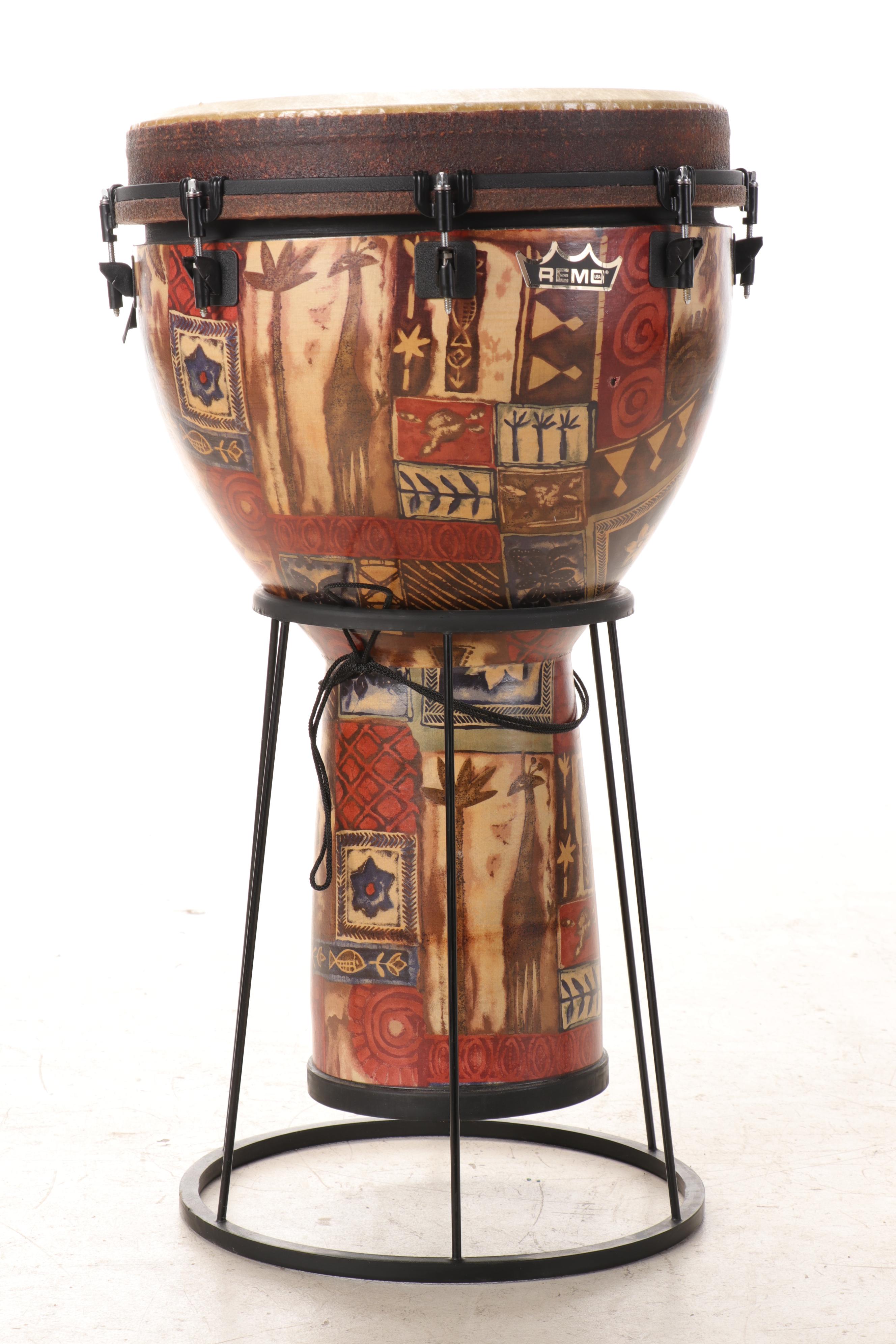 Remo Djembe Designer Series Drum With Stand EBTH