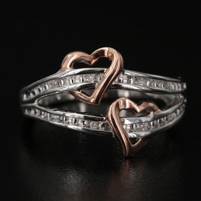 Sterling Diamond Double Heart Ring