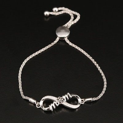 Sterling Infinity 'Mom' Bolo Bracelet