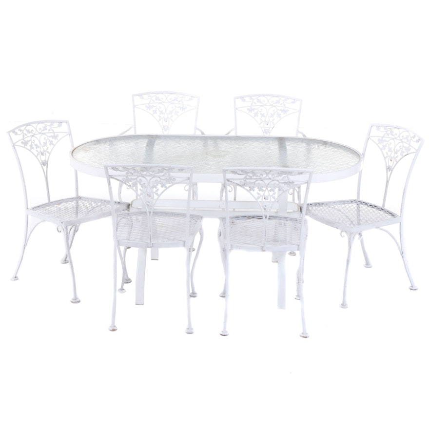White Patio Dining Set with Glass Top