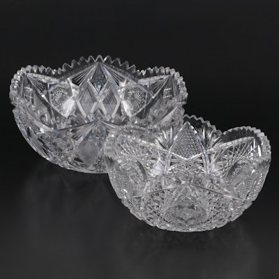 American Brilliant Style Cut Crystal Bowls, Early 20th Century