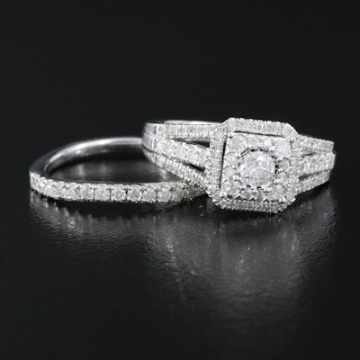Sterling 1.02 CTW Diamond Ring Set