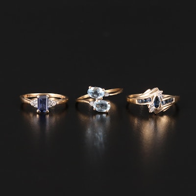 10K and 14K Rings with Topaz, Sapphire and Diamond