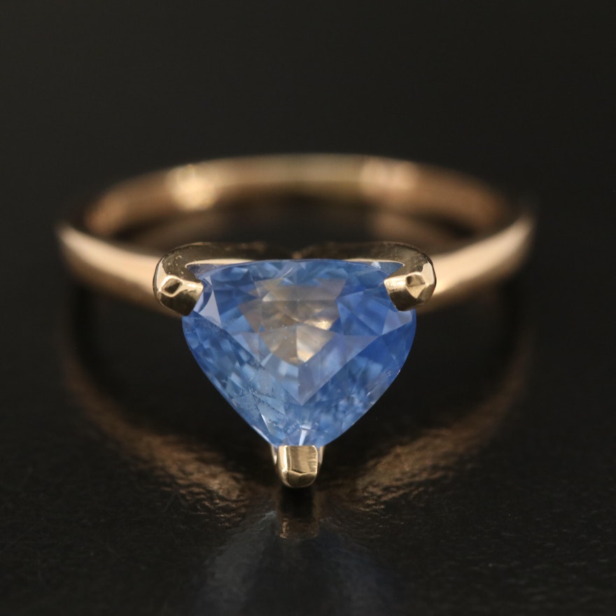 14K 2.19 CT Ceylon Sapphire Ring with GIA Report
