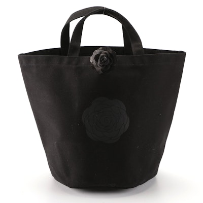 Chanel Beauté Promotional Tote in Black Canvas with Camilla Flower