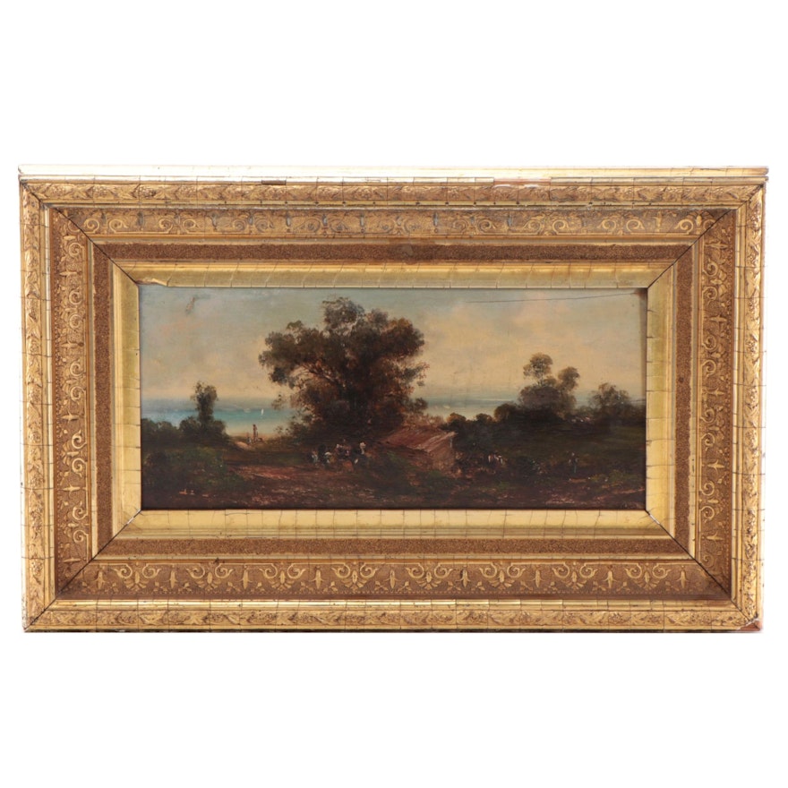 Coastal Landscape Oil Painting, 19th Century