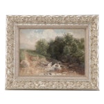 Landscape Oil Painting of a Babbling Brook, Late 19th Century