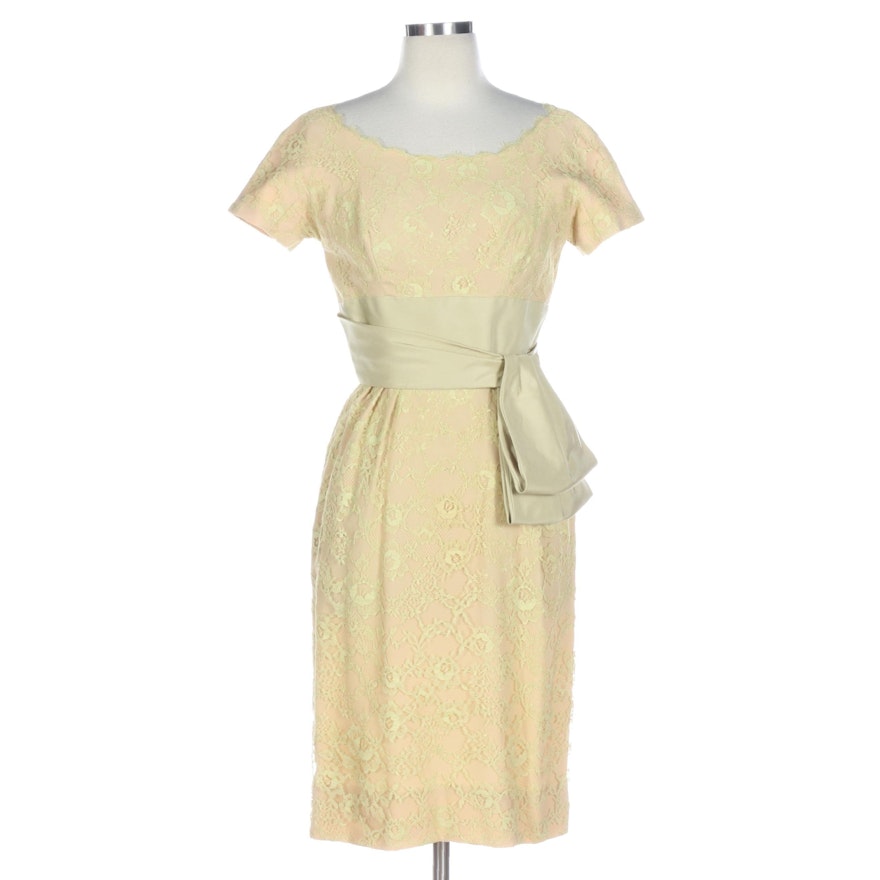 Lee Claire New York Lace and Silk Occasion Dress, Mid-20th Century
