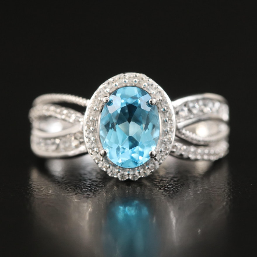 Sterling Swiss Blue Topaz and Sapphire Ring