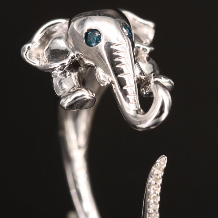 Sterling Diamond Elephant Open Shank Ring