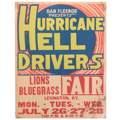 Kentucky Bluegrass Fair Dan Fleenor's  Hurricane Hell Drivers Poster, 1971