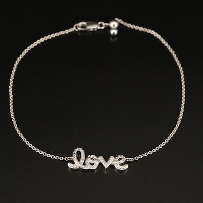 Sterling Diamond "Love" Bracelet