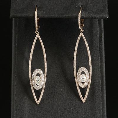 14K 1.82 CTW Diamond Navette Drop Earrings
