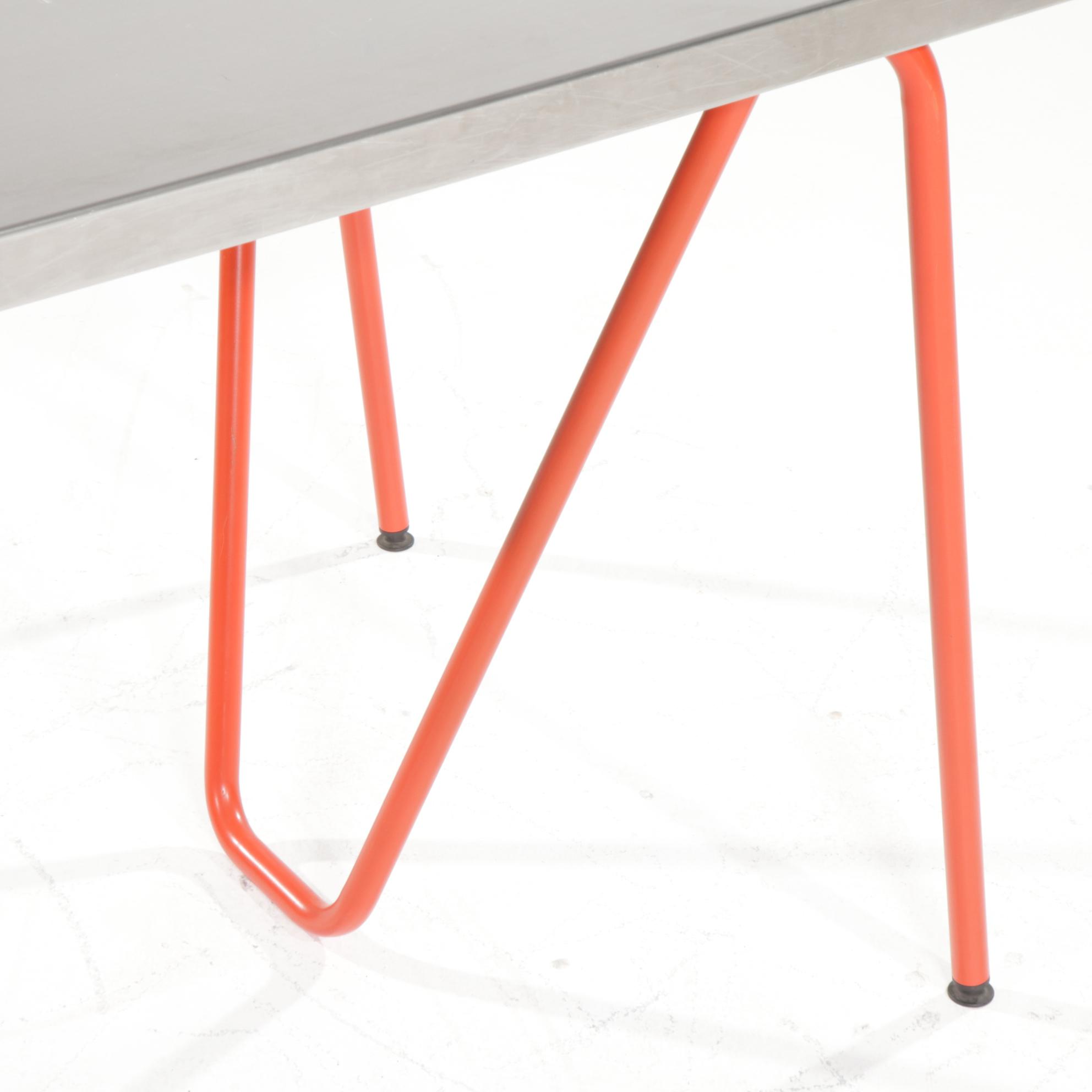 IKEA "Vika Hyttan" Stainless Steel Tabletop with Bent Tubular Steel