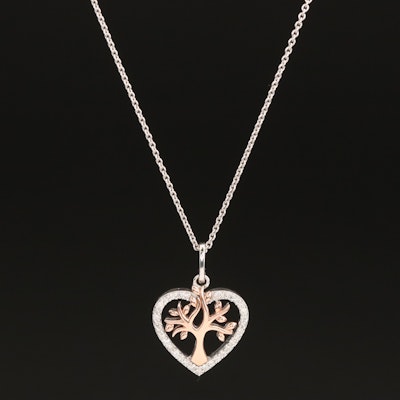 Hallmark Sterling Diamond Tree of Life Necklace with 10K Rose Gold Accents