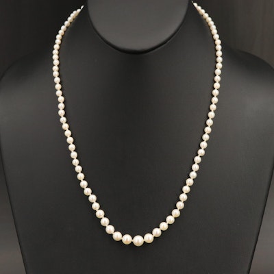 Pearl Graduating Necklace with Sterling and 14K Accents