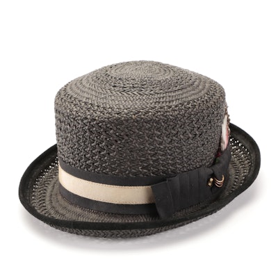 Cha-Cha's House of Ill Repute Millinery Straw Hat with Custom Embellishments