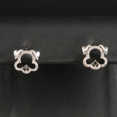 Sterling Diamond Dog Stud Earrings