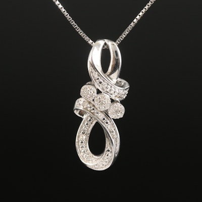Sterling Diamond Knot Pendant Necklace