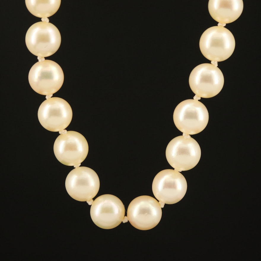 Pearl Necklace with 10K and 14K Clasp Necklace