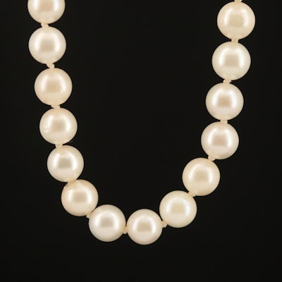Opera Length Pearl Necklace with 14K Clasp