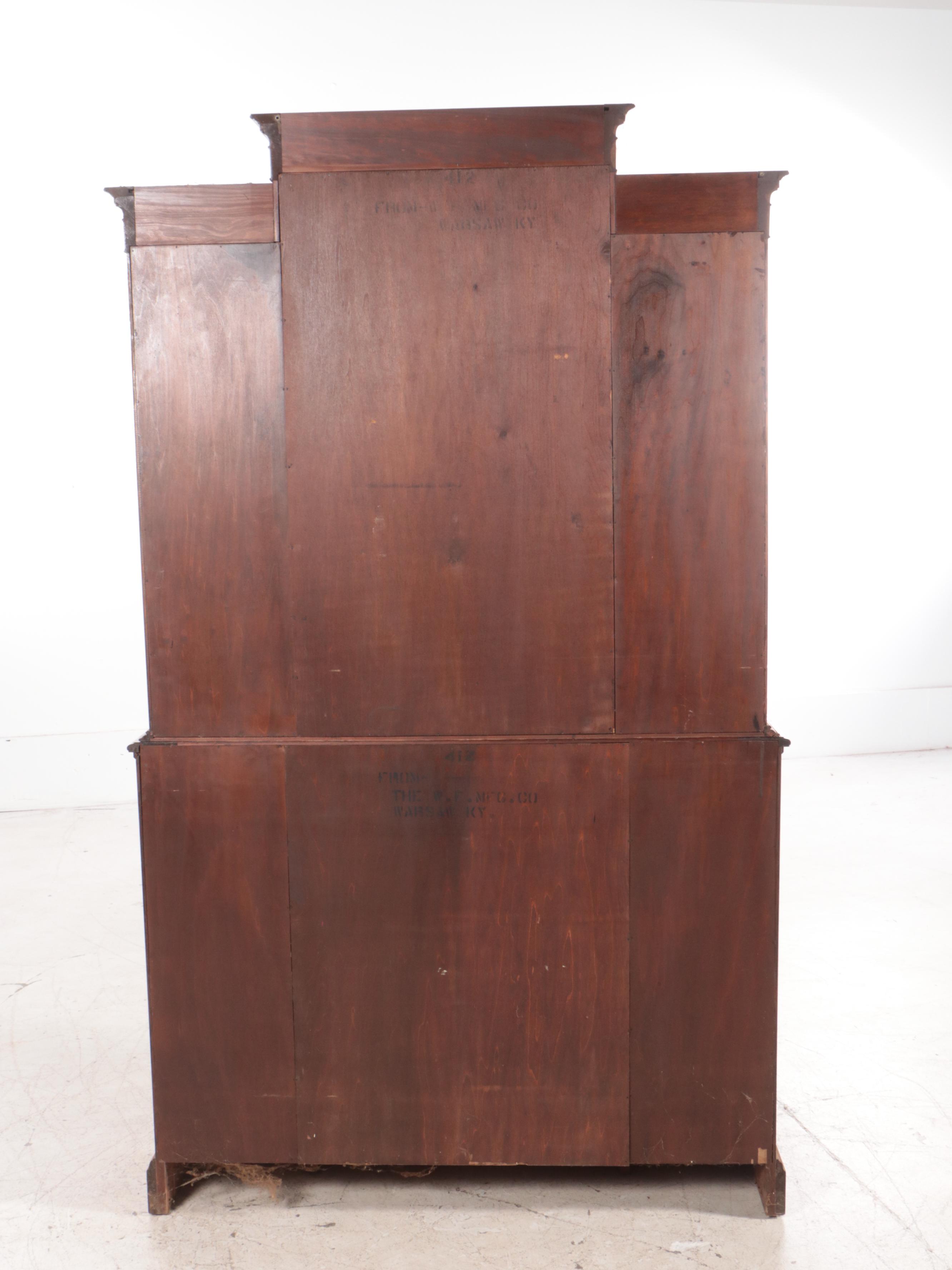 Warsaw Furniture Mfg. Co. Federal Style Mahogany Breakfront Secretary