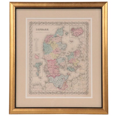 J. H. Colton & Co. Hand-Colored Engraving Map "Denmark," Mid/Late 19th Century