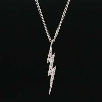 Sterling Diamond Lighting Bolt Pendant Necklace