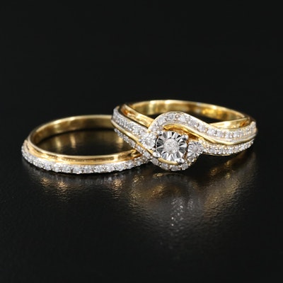 Sterling Diamond Ring and Band Set