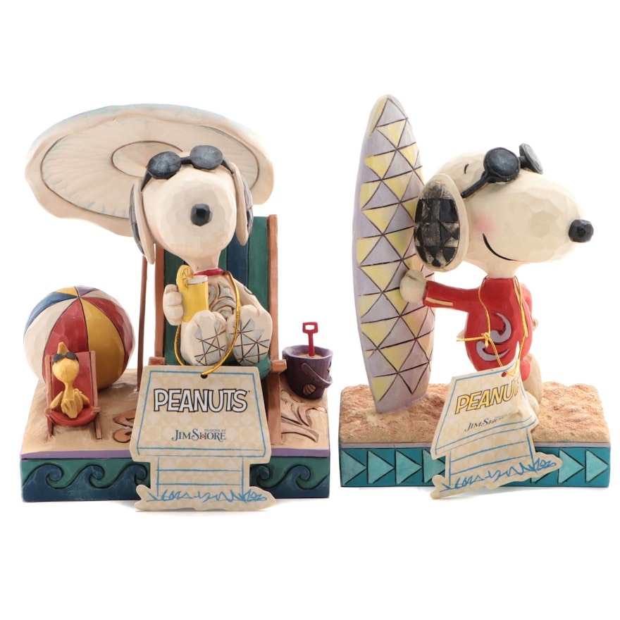 Enesco Jim Shore Peanuts Snoopy "Surf's Up" and "Beach Buddies" Figurines