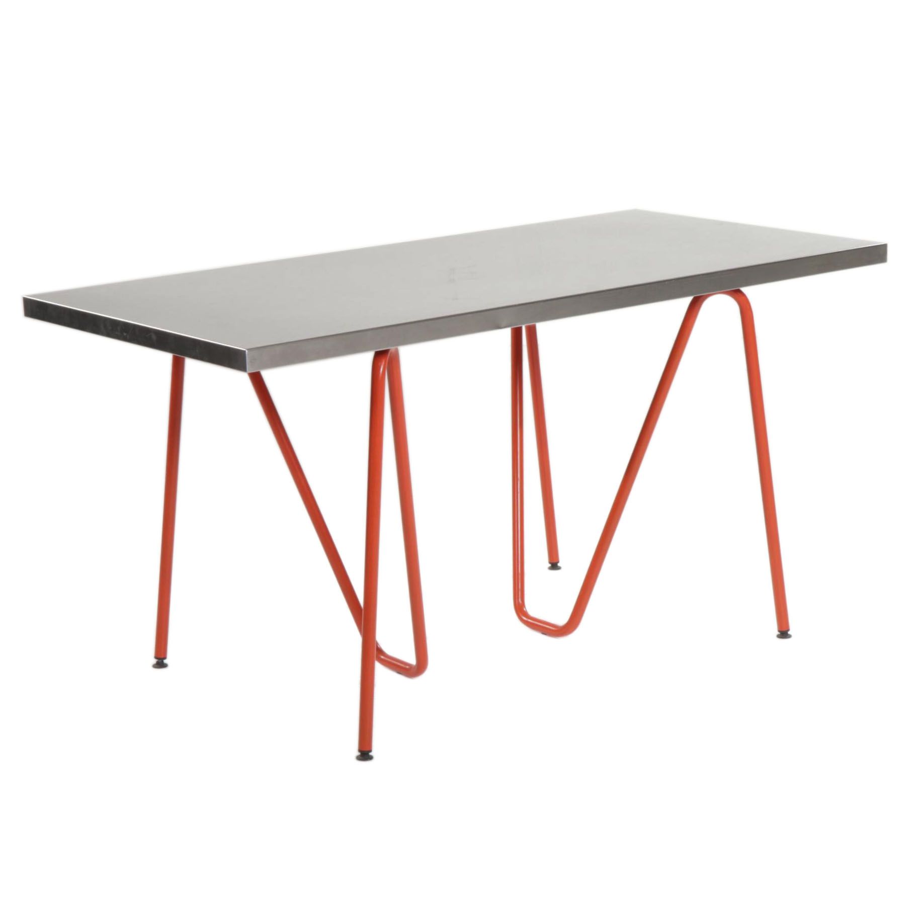 IKEA "Vika Hyttan" Stainless Steel Tabletop with Bent Tubular Steel