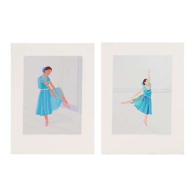 Jean Pierce Cogswell Serigraphs "Rehearsal" and "Pink Shoes," 21st Century