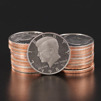 Twenty Modern Assorted Date Copper-Nickel Proof Half Dollars