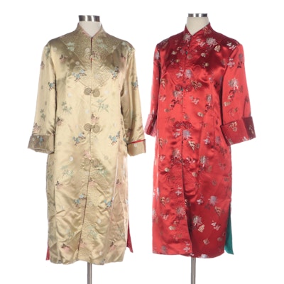 Peony of Shanghai Chinese Satin Brocade Reversible Overcoats