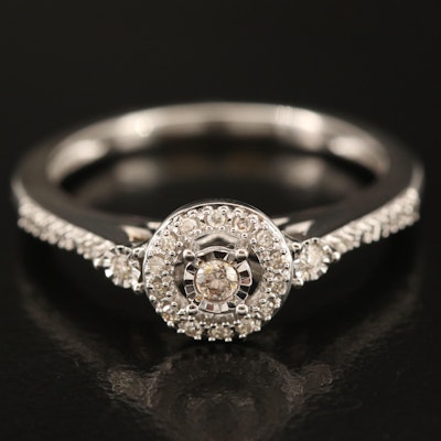 Sterling Diamond Halo Ring