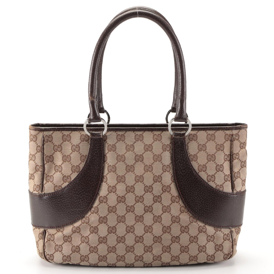 Gucci GG Canvas and Cinghiale Leather Tote