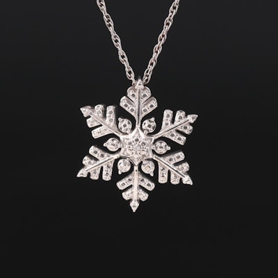 Sterling Diamond Snowflake Pendant Necklace