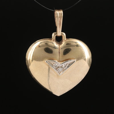 14K 0.03 CTW Diamond Puff Heart Pendant