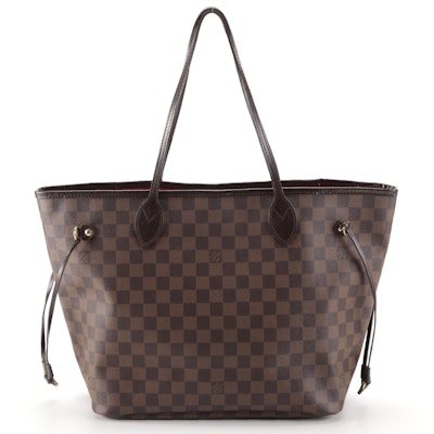 Louis Vuitton Neverfull MM Tote in Damier Ebene Canvas and Leather