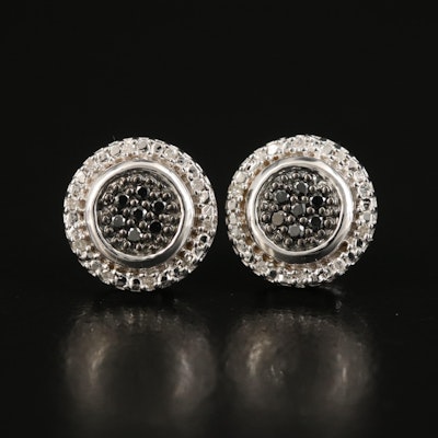 Sterling Diamond Cluster Earrings