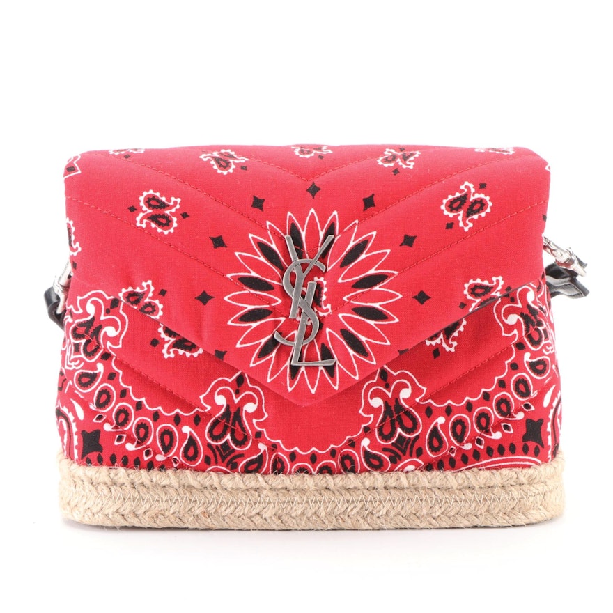Saint Laurent Toy Loulou Shoulder Bag in Red Bandana Quilted Canvas
