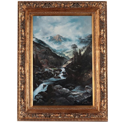 Eric Reed Oil Painting of Mountainous Landscape, Late 20th Century