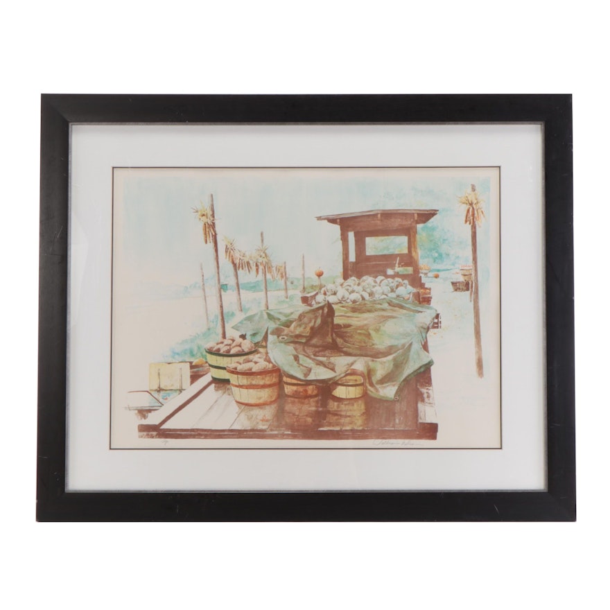 William Nelson Lithograph "Vegetable Cart"