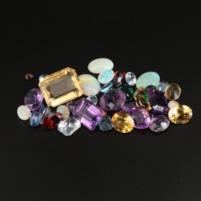 Loose Mixed Gemstones with Opal, Amethyst and Citrine